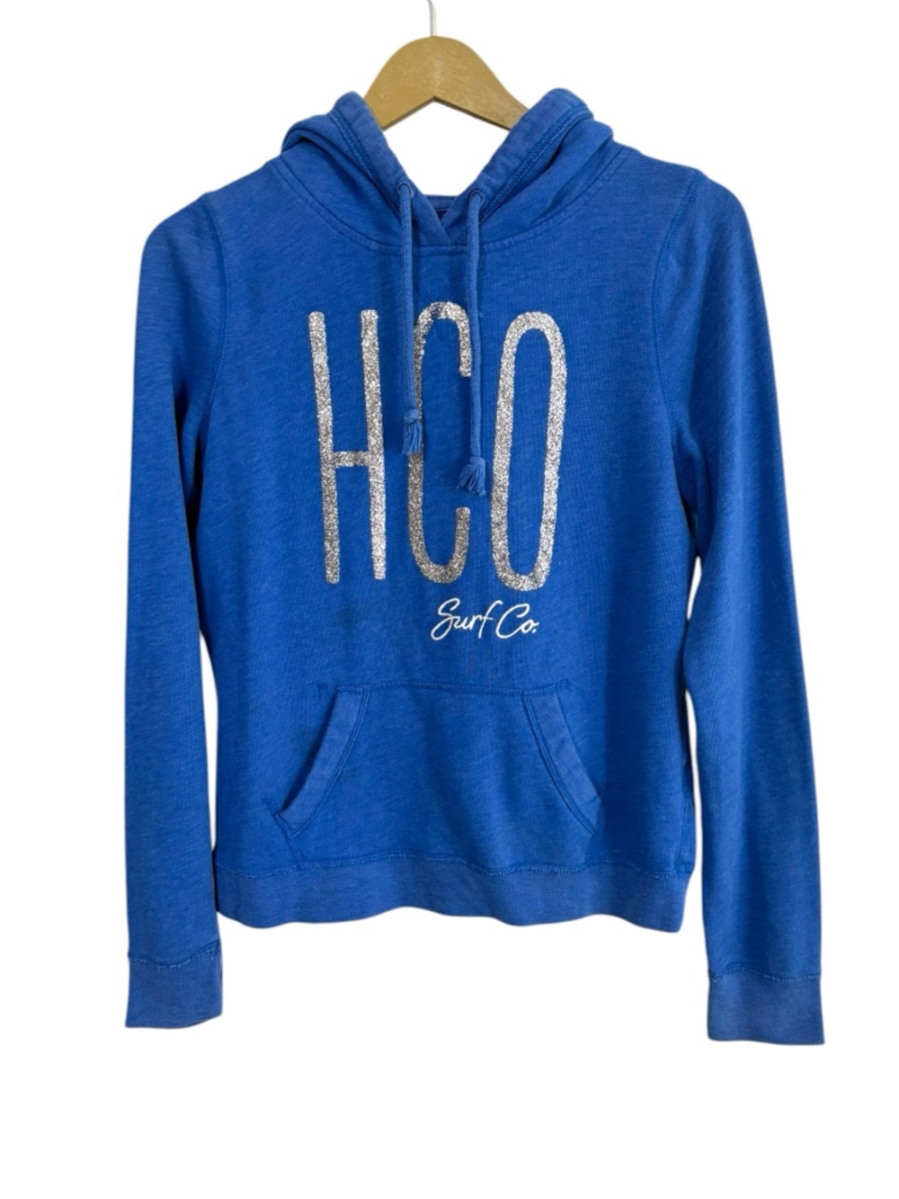Vintage Y2K Hollister Women’s Large Blue Pullover Hoodie Graphic Coastal Preppy